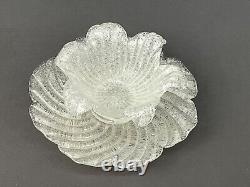 8 Fratelli Toso Murano Italian White Overshot Sugarware Glass Bowl Plate Set