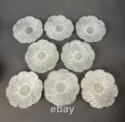 8 Fratelli Toso Murano Italian White Overshot Sugarware Glass Bowl Plate Set