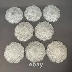 8 Fratelli Toso Murano Italian White Overshot Sugarware Glass Bowl Plate Set