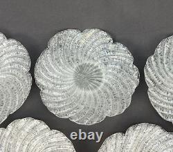 8 Fratelli Toso Murano Italian White Overshot Sugarware Glass Bowl Plate Set