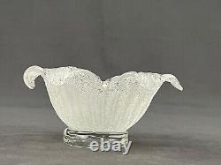 8 Fratelli Toso Murano Italian White Overshot Sugarware Glass Bowl Plate Set