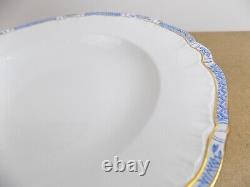 8 Sarreguemines 10.25 Soup Plates Bowls Blue & Gold Edge Antique French Faience