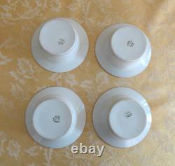8 Sets Antique J. P. L Limoges France Porcelain Custard Ramekin &Saucer Gold Gilt