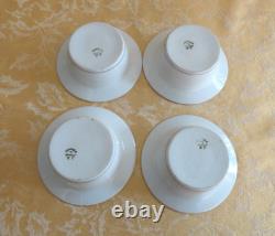 8 Sets Antique J. P. L Limoges France Porcelain Custard Ramekin &Saucer Gold Gilt