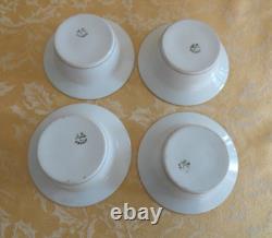 8 Sets Antique J. P. L Limoges France Porcelain Custard Ramekin &Saucer Gold Gilt