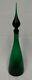 920 Blenko 23 Pilgrim GREEN CRACKLE Art Glass Large 18 DECANTER Bottle Stopper