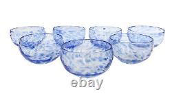 9 American Studio Glass Hand Blown Blue Mottled Dessert Fruit Bowls 20th C
