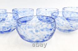 9 American Studio Glass Hand Blown Blue Mottled Dessert Fruit Bowls 20th C