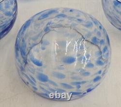 9 American Studio Glass Hand Blown Blue Mottled Dessert Fruit Bowls 20th C