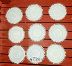 9 Fenton White Opalescent Milk Glass 8 1/2 In Silver Crest Salad Plates Dessert