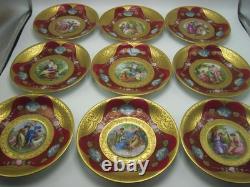 9 Royal China Limoges French Porcelain Gold Encrusted Cream Soup Bowl Cup Saucer