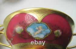 9 Royal China Limoges French Porcelain Gold Encrusted Cream Soup Bowl Cup Saucer