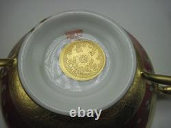 9 Royal China Limoges French Porcelain Gold Encrusted Cream Soup Bowl Cup Saucer