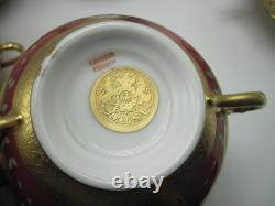 9 Royal China Limoges French Porcelain Gold Encrusted Cream Soup Bowl Cup Saucer
