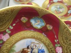9 Royal China Limoges French Porcelain Gold Encrusted Cream Soup Bowl Cup Saucer