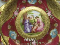 9 Royal China Limoges French Porcelain Gold Encrusted Cream Soup Bowl Cup Saucer