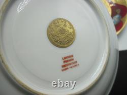 9 Royal China Limoges French Porcelain Gold Encrusted Cream Soup Bowl Cup Saucer