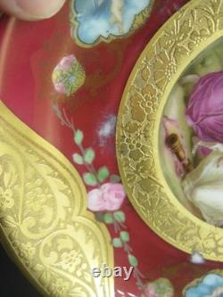 9 Royal China Limoges French Porcelain Gold Encrusted Cream Soup Bowl Cup Saucer