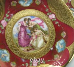 9 Royal China Limoges French Porcelain Gold Encrusted Cream Soup Bowl Cup Saucer