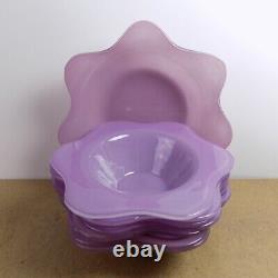 9pc Annieglass Lilac Purple Petal Bowl Set 11 and 9 across