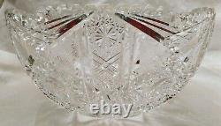 ABP American Brilliant Cut Glass CLARK GENOA Punch Bowl RARE MASSIVE 14 Signed