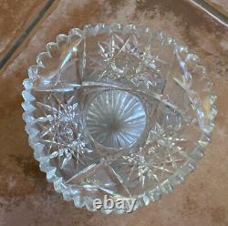 ABP American Brilliant VASE Cut Glass Swirl Stars Sun Starburst 12x5.75 in