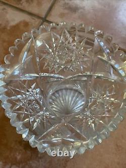 ABP American Brilliant VASE Cut Glass Swirl Stars Sun Starburst 12x5.75 in