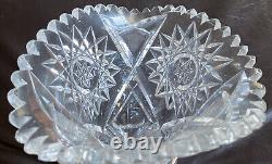 ABP American Brilliant VASE Cut Glass Swirl Stars Sun Starburst 12x5.75 in