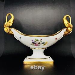 ALKA Alboth & Kaiser Serving Center Dish Gold Gilded Swan Floral Germany 13