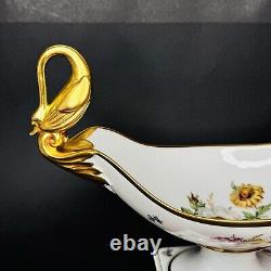 ALKA Alboth & Kaiser Serving Center Dish Gold Gilded Swan Floral Germany 13