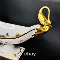 ALKA Alboth & Kaiser Serving Center Dish Gold Gilded Swan Floral Germany 13