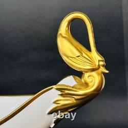 ALKA Alboth & Kaiser Serving Center Dish Gold Gilded Swan Floral Germany 13