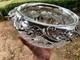 AMERICAN BRILLIANT cut glass. RARE Sinclaire QUEENSpatt with huge sterling 11