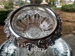 AMERICAN BRILLIANT cut glass. RARE Sinclaire QUEENSpatt with huge sterling 11