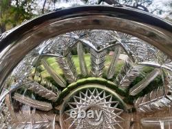 AMERICAN BRILLIANT cut glass. RARE Sinclaire QUEENSpatt with huge sterling 11