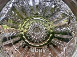 AMERICAN BRILLIANT cut glass. RARE Sinclaire QUEENSpatt with huge sterling 11