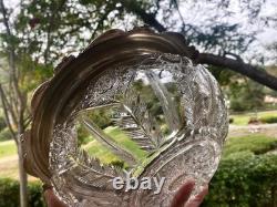 AMERICAN BRILLIANT cut glass. RARE Sinclaire QUEENSpatt with huge sterling 11