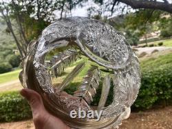 AMERICAN BRILLIANT cut glass. RARE Sinclaire QUEENSpatt with huge sterling 11
