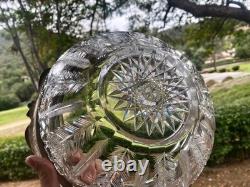 AMERICAN BRILLIANT cut glass. RARE Sinclaire QUEENSpatt with huge sterling 11