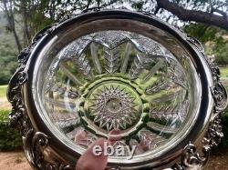 AMERICAN BRILLIANT cut glass. RARE Sinclaire QUEENSpatt with huge sterling 11