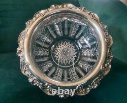 AMERICAN BRILLIANT cut glass. RARE Sinclaire QUEENSpatt with huge sterling 11