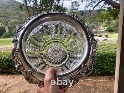 AMERICAN BRILLIANT cut glass. RARE Sinclaire QUEENSpatt with huge sterling 11