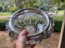 AMERICAN BRILLIANT cut glass. RARE Sinclaire QUEENSpatt with huge sterling 11