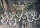 ANCHOR HOCKING vintage Early American Prescut clear glass punch bowl & 16 Cups