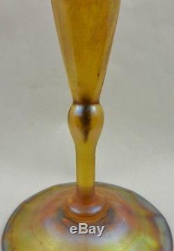ANTIQUE Signed L. C. TIFFANY FAVRILE Iridescent ART GLASS SCALLOPED VASE 13 1526