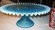 ANTIQUE VINTAGE FENTON BLUE HOBNAIL OPALESCENT ART GLASS CAKE FRUIT PLATE STAND