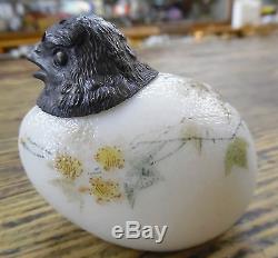 ANTQ 1890 Bird Chick Mt Washington EAPG Flat Side Glass Egg Shaker