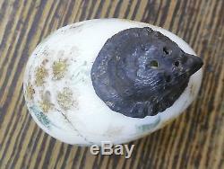 ANTQ 1890 Bird Chick Mt Washington EAPG Flat Side Glass Egg Shaker