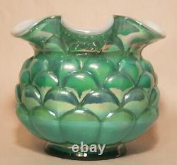 ARTICHOKE vtg fenton jacqueline opalescent glass foil sticker green vase bowl