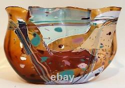 Abstract Art Glass Fluted Handkerchief Vase by Stephen Rich Nelson Hand Signed